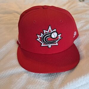 New Era Red Baseball Cap with Maple Leaf Logo